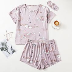 Пижама размера плюс с принтом Shein