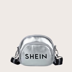 Сумка через плечо с текстовым рисунком и карманом Shein