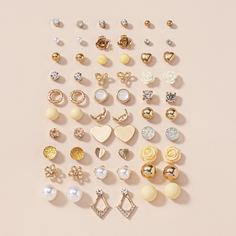 30 пар серьги со стразами и цветком Shein