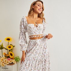 бахрома Цветочный Бохо Блузы Shein