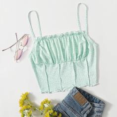 Маленький топ с цветочным принтом и плиссировкой на груди Shein