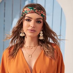 Повязка на голову с цветочным принтом 1шт Shein