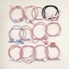 Резинки для волос с декором цветка и искусственными жемчугами 12шт Shein