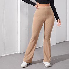 Трикотажные расклешенные брюки Shein