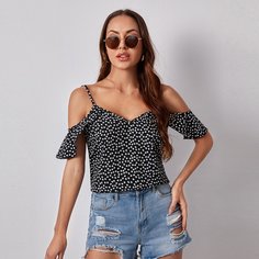 с оборками цветочный Бохо Блузы Shein