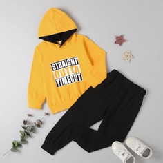 Спортивные брюки и толстовка с текстовым принтом для мальчиков Shein