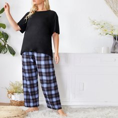 Клетка Повседневный Пижама размер плюс Shein