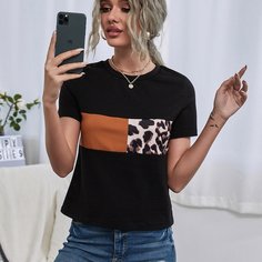Леопардовый Повседневный Футболки Shein