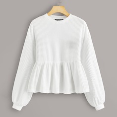 Вязаная футболка с оборками Shein