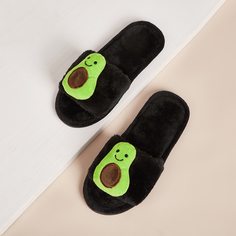 Пушистые шлепанцы с декором Shein