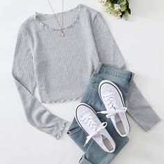 Вязаная футболка в рубчик Shein
