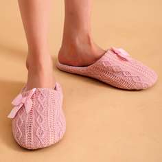 Трикотажные шлепанцы с бантом Shein