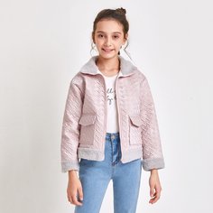 Куртка на молнии с плюшевой отделкой для девочек Shein