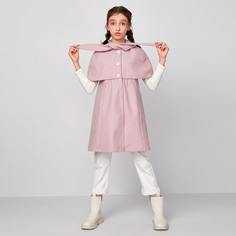 с карманами Одноцветный Повседневный Пальто для девочек Shein