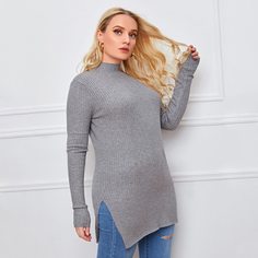 Вязаный кардиган размера плюс в рубчик Shein