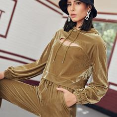 с разрезом Ровный цвет Повседневный Свитшоты Shein