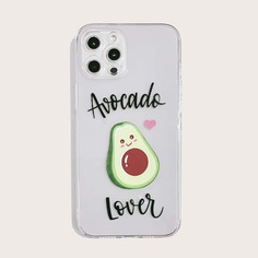 Прозрачный чехол для iPhone с узором авокадо Shein