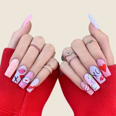 1 лист наклейка для ногтей с узором сердечка Shein