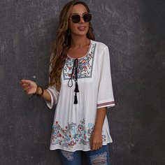 бахрома Этнический Бохо Блузы Shein