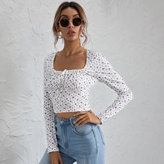 узел цветочный Повседневный Женские топы Shein