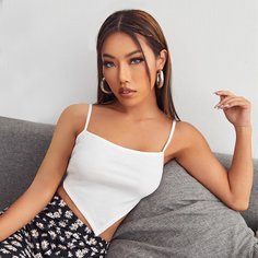 Топ с асимметричным подолом на бретелях Shein