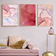 3шт стенная живопись с абстрактным узором без рамки Shein