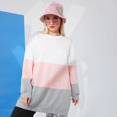 Контрастный цвет Повседневный Свитшоты размер плюс Shein