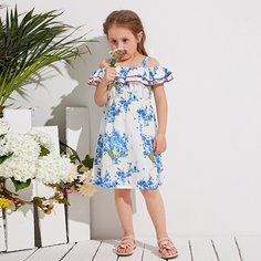 с разрезом Цветочный принт Повседневный Платья для девочек Shein