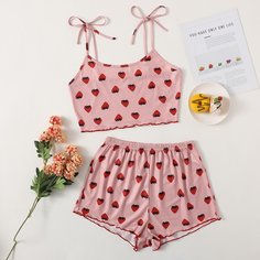 Пижама с принтом клубники Shein