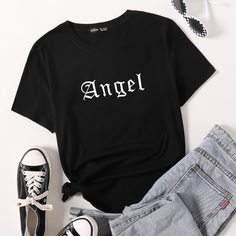 буква Повседневный Футболки Shein