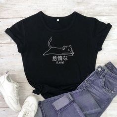 С карикатурой Повседневный Футболки Shein
