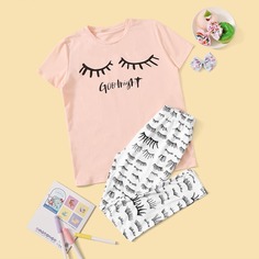 Пижама с графическим принтом для девочек Shein
