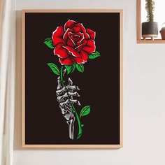 Живопись с узором розы без рамки Shein