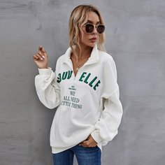 на молнии Лозунг Повседневный Свитшоты Shein