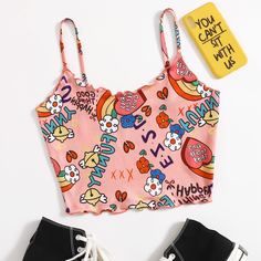 Топ с оригинальным принтом Shein