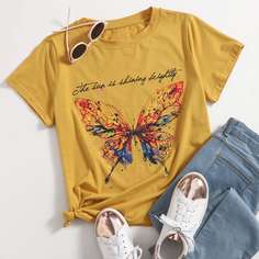 Животный Повседневный Футболки Shein