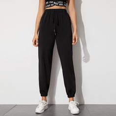 Однотонные брюки с узлом Shein