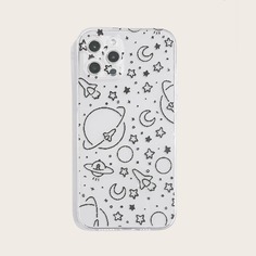 Прозрачный чехол для iPhone с узором НЛО Shein