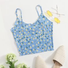 Небольшой топ с цветочным рисунком по бокам салата Shein