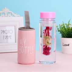 1шт Дорожная бутылка и 1шт сумка с текстовым принтом Shein