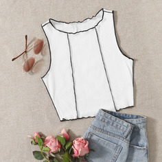 Прошитый по бокам жилет из салата с прострочкой Shein