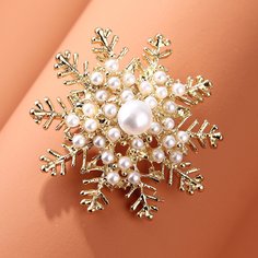 Брошь в форме снежинки с искусственными жемчугами Shein