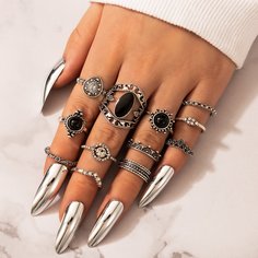 12шт кольцо со стразами Shein
