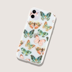 Прозрачный чехол для iPhone с принтом бабочки Shein