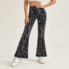 Брюки с мультипликационным принтом Shein