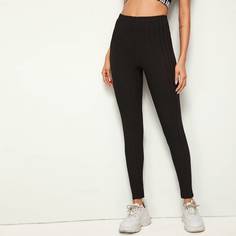 Однотонные трикотажные леггинсы Shein