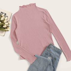 Топ С Длинным Рукавом Из Трикотажа В Рубчик Shein