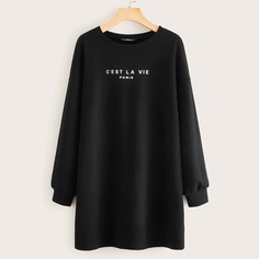 Платье-свитшот с текстовым принтом Shein