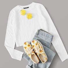 Вязаная короткая футболка с оригинальным краем Shein