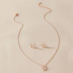 Ожерелье и серьги в форме бабочки 3шт Shein
